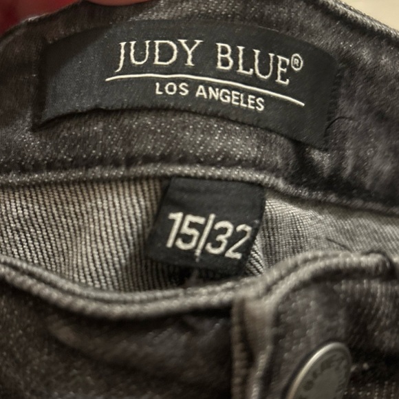 JUDY BLUE Jeans Women 15/32 Washed Black Skinny Fit Capri Distressed Stretch - Picture 2 of 9